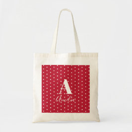 Monogram Namn Red Polka dots Tygkasse