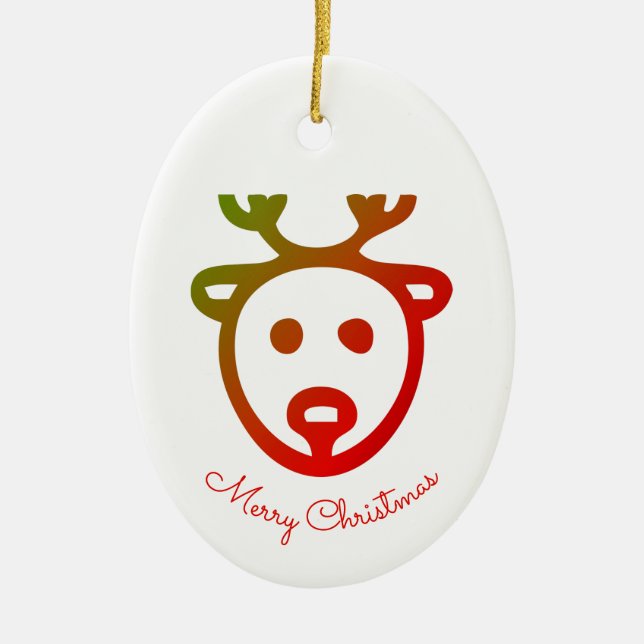 Monogram namn Reindeer ikon God jul Julgransprydnad Keramik (Framsidan)
