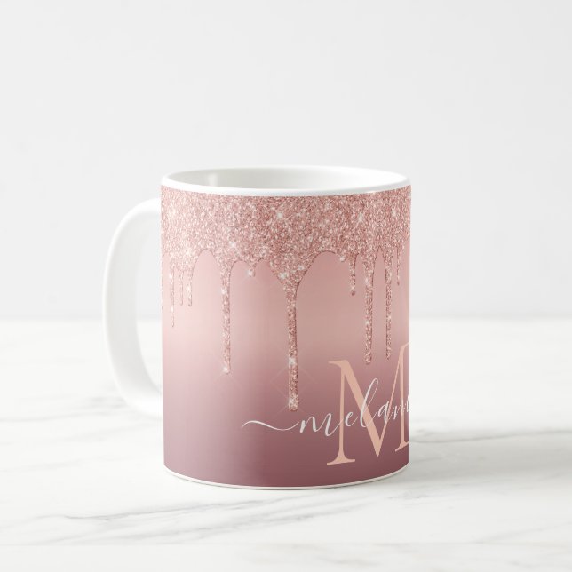 Monogram Namn Ro Guld  Glitter-kaffet Mugg (Framsida vänster)