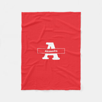 Monogram namn röd, modern bädd soffa Blanket Fleecefilt