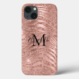 Monogram Namn Rosa Guld Glitter Djurtryck