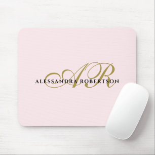 Monogram Namn rosa guld svart elegant Musmatta