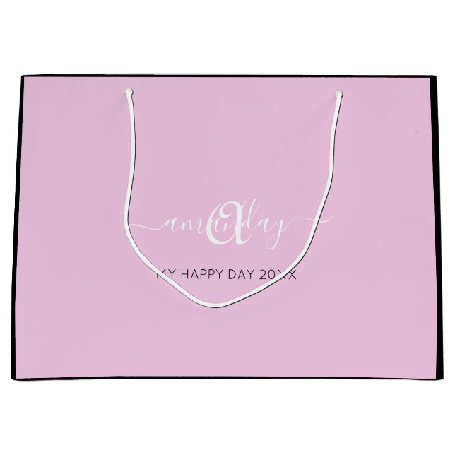 Monogram Namn Rosa Vit Möhippa Söt16:e Bröllop (Framsidan)
