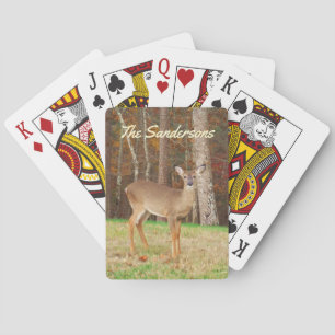 Monogram Namn Rustic Doe Hjort Casinokort