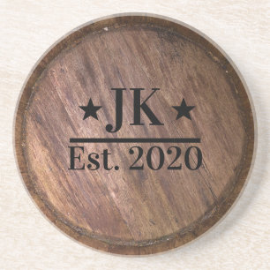 Monogram Namn Rustic Faux Wooden Underlägg