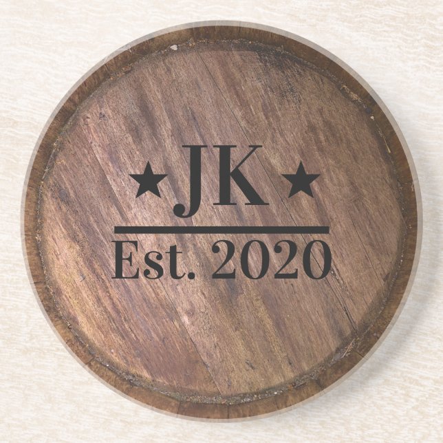 Monogram Namn Rustic Faux Wooden Underlägg (Framsidan)