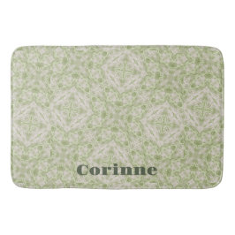 Monogram Namn Sage Grönt Mönster | Badrumsmatta