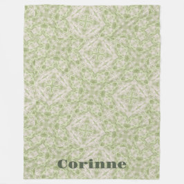 Monogram Namn Sage Grönt Mönster | Fleecefilt