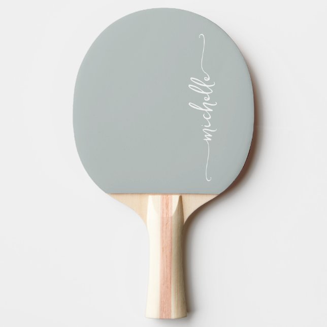 Monogram Namn Signatur Skrift Sage Grön Pingisracket (Framsidan)