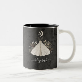 Monogram Namn Simple Blommigt Butterfly Två-Tonad Mugg