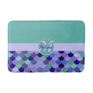 Monogram + Namn   Sjöjungfru av kalk och Lila i Aq Badrumsmatta