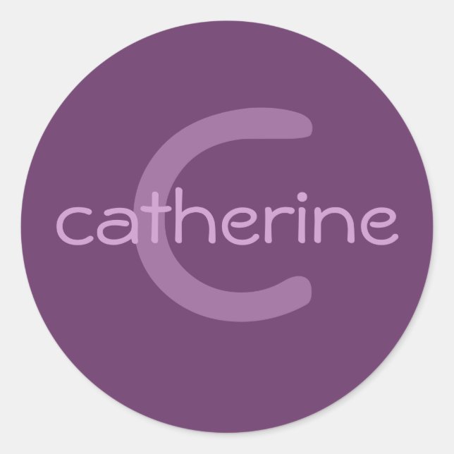 Monogram & Namn-sticker Runt Klistermärke (Framsida)