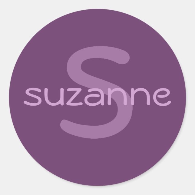 Monogram & Namn-sticker Runt Klistermärke (Framsida)