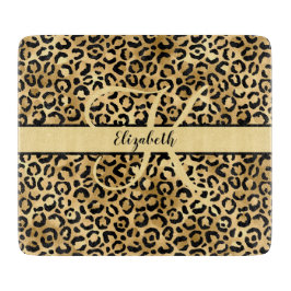 Monogram Namn Svart Guld Leopard Gepard Tryck Ac
