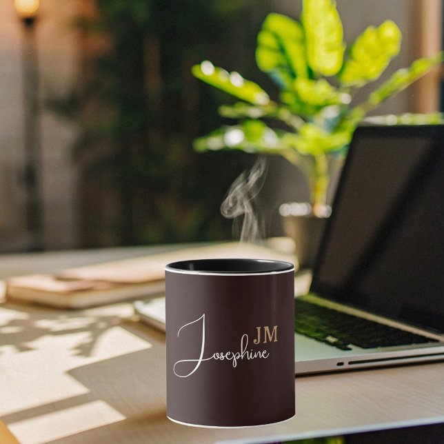 Monogram namn svart guld mugg (Skapare uppladdad)