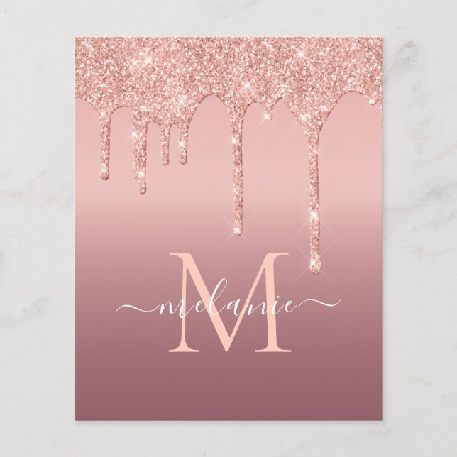 Monogram Namn Text Ro Guld  Glitter Flyer (Framsidan)