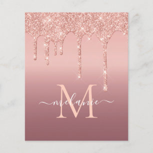 Monogram Namn Text Ro Guld Glitter Flyer