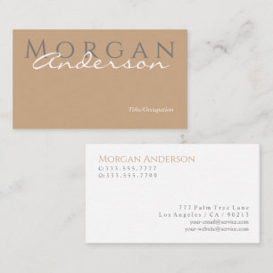 Monogram Namn Title & Info, Tan Grått White Visitkort