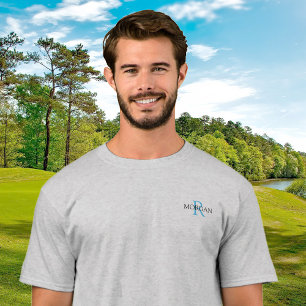 Monogram & Namn, Trendig Design Blue & Black T Shirt