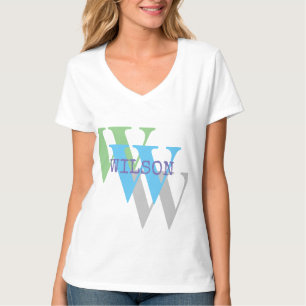monogram namn trendig minimal grått T-Shirt- T Shirt
