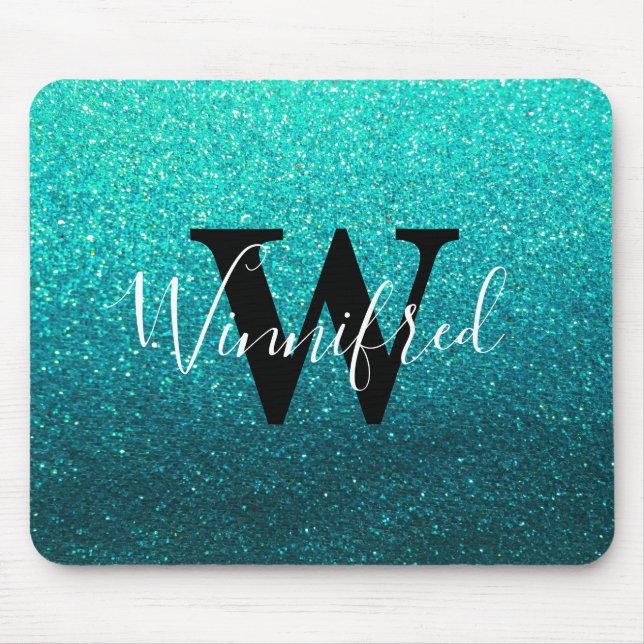 Monogram Namn Turcos Ombre Glitter Sparkles Musmatta (Framsidan)