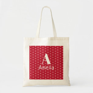 Monogram Namn Typography Red Polka dots Mönster Tygkasse