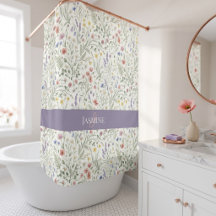 Monogram Namn Vildblomma Boho Lavendel Vallmo