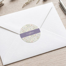 Monogram Namn Vildblomma Boho Lavendel Vallmo