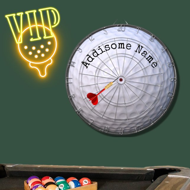 Monogram namn, vit golf boll Dart Board Darttavla (Skapare uppladdad)