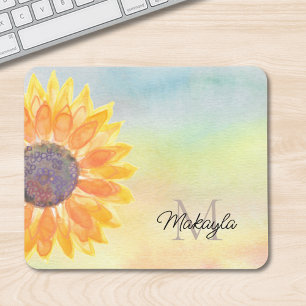 Monogram Namn Watercolor Solros Musmatta