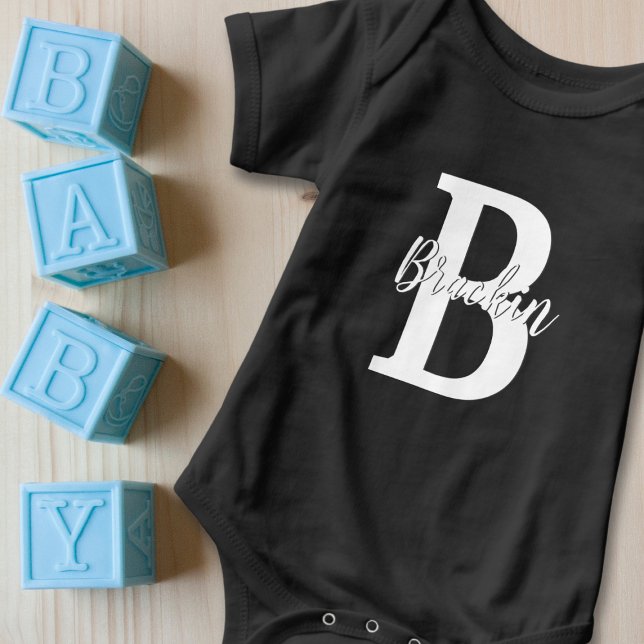 Monogram Namn White Anpassningsbar Text Unisex Bab T Shirt (Skapare uppladdad)