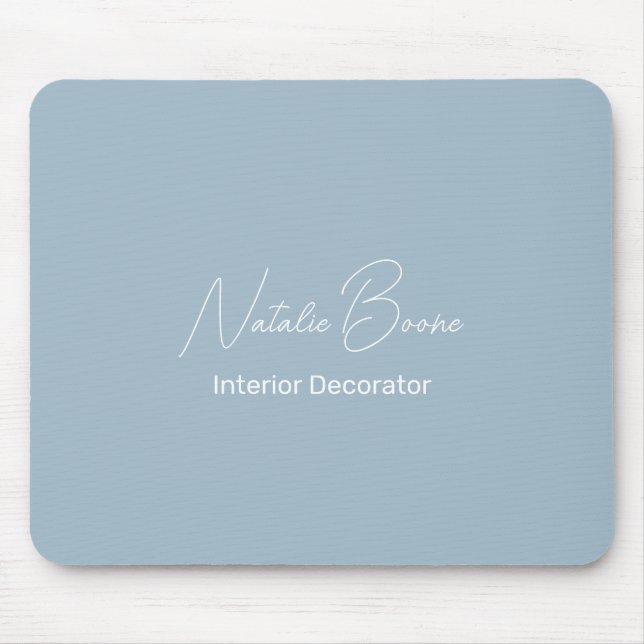 Monogram Namn White Light Blue Insida Decorator Musmatta (Framsidan)