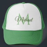 Monogram Namn White och Grönt Unisex Baseball Cap Keps<br><div class="desc">Monogram Namn White and Grönt Unisex Baseball Cap-mall Unisex Elegant Trendig Truckerkeps.</div>
