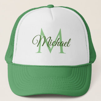 Monogram Namn White och Grönt Unisex Baseball Cap Keps