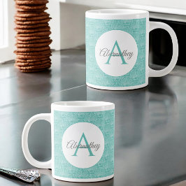 Monogram Namn White Sea Snäcka Beach House Mönster Jumbo Mugg