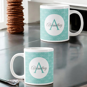 Monogram Namn White Sea Snäcka Beach House Mönster Jumbo Mugg