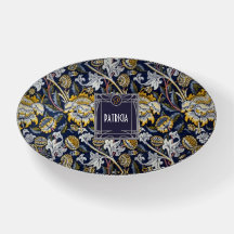 Monogram Namn William Morris Blommigt Rectangle