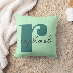 Monogram namngiven Mint Grönt Teal Dekorativ kudde