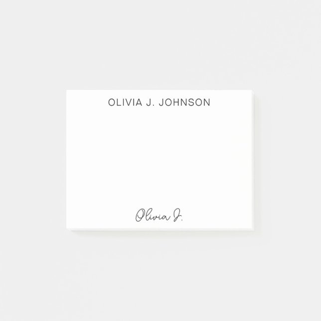 Monogram Namnteckning skript minimalistisk Post-it Block (Framsida)