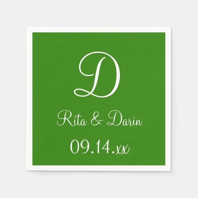 Monogram Napier Grönt Durable Färg Coordinating N Pappersservett (Framsidan)