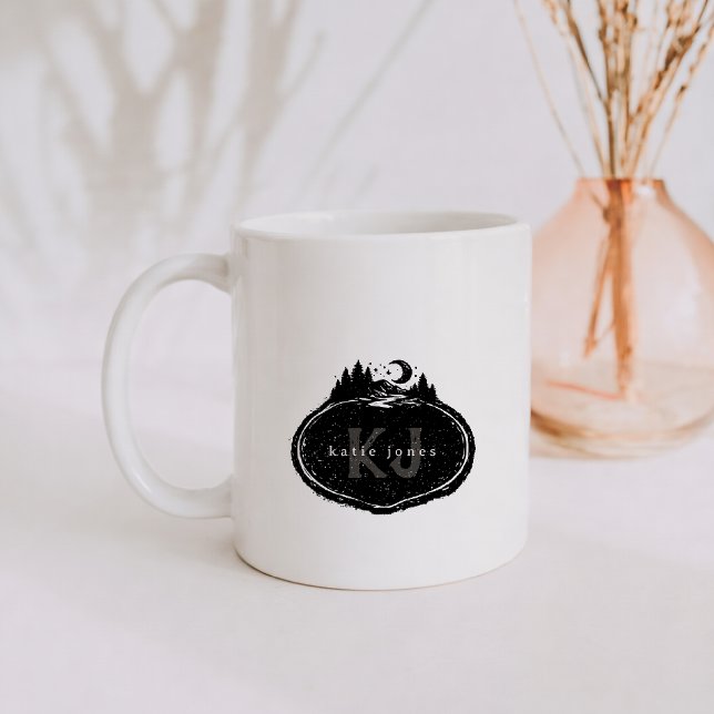 Monogram Naturstämpel | Anpassat Namn Kaffemugg (Skapare uppladdad)