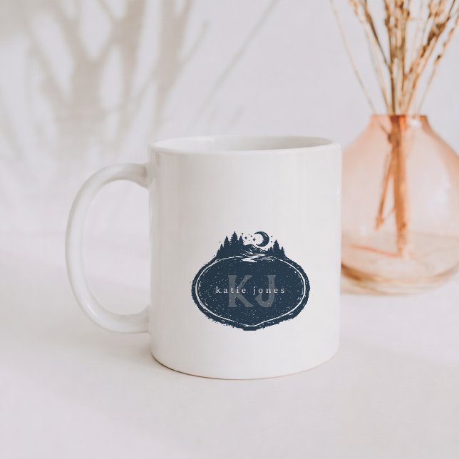 Monogram Naturstämpel | Anpassat Namn Kaffemugg (Skapare uppladdad)