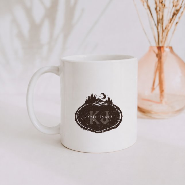 Monogram Naturstämpel | Anpassat Namn Kaffemugg (Skapare uppladdad)
