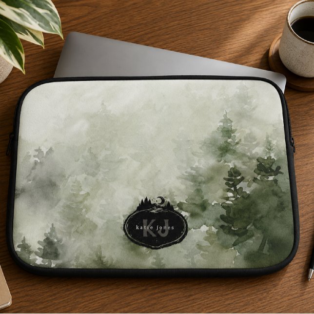 Monogram Naturstämpel | Anpassat Namn Laptop Fodral (Skapare uppladdad)