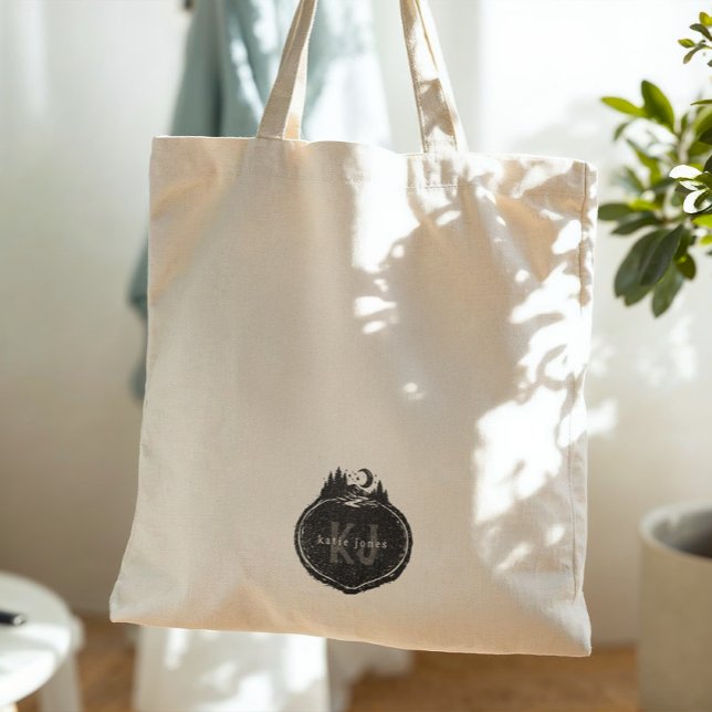 Monogram Naturstämpel | Anpassat Namn Tygkasse (Skapare uppladdad)