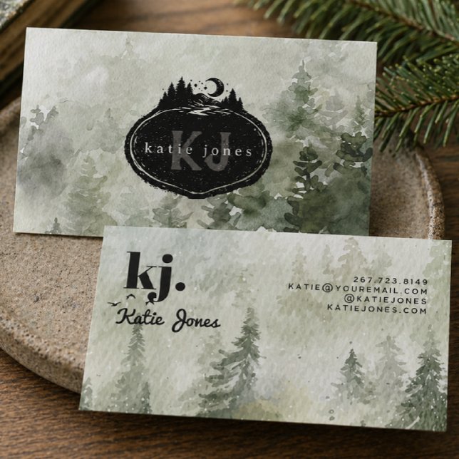 Monogram Naturstämpel | Anpassat Namn Visitkort (Skapare uppladdad)