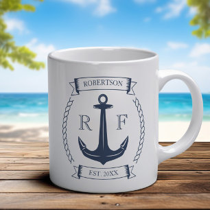 Monogram Nautical Anchor Kaffemugg