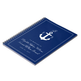 Monogram Nautical Anchor Mörk Bröllop bärbar dator Anteckningsbok Med Spiral