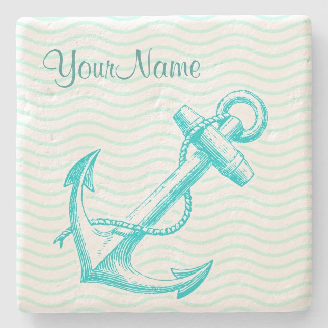 Monogram Nautical Drink Coasters Underlägg Sten (Framsidan)