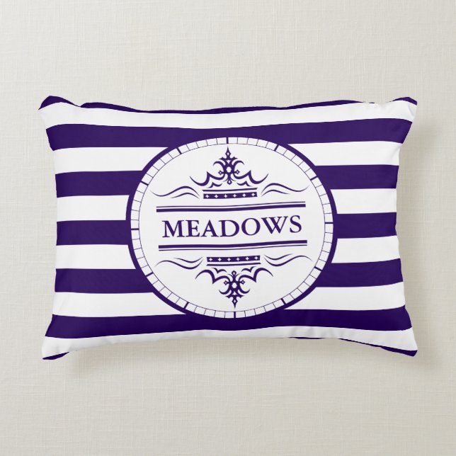 Monogram Nautical Elegant Navy Blue Accent Pillow Prydnadskudde (Framsidan)